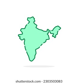 green linear simple india map icon. concept of indian border or badge of world geography or trip. flat monoline style trend modern logotype graphic lineart design element isolated on white background