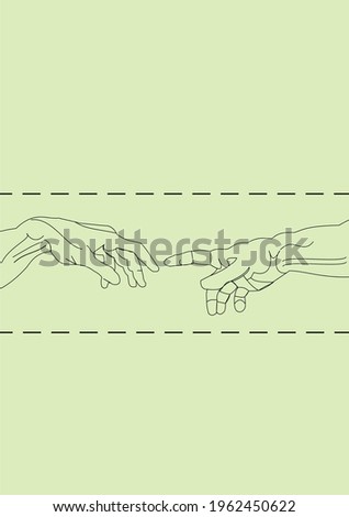 green line-art of adam's creation 