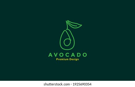 green lines art avocado fruit logo design vector icon symbol graphic illustration