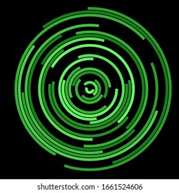 green lines in circles as abstract background