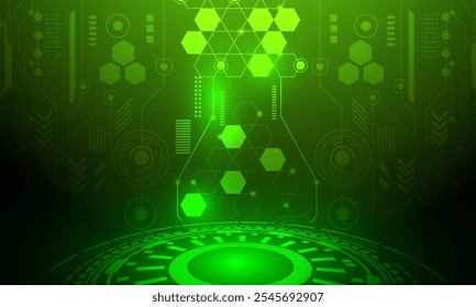 linhas verdes circuito de alta tecnologia com círculos de rede abstrato tecnologia de fundo.