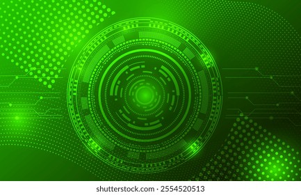 green lines circuit networking with circles high technology abstract background