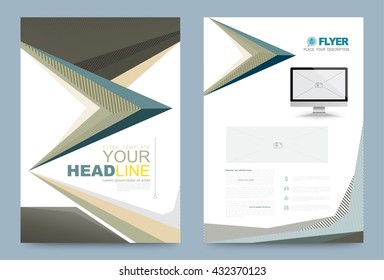 Green lines Cover design template. Vector illustration. Use for annual report brochure flyer, Leaflet presentation background, Front and back layout in A4 size