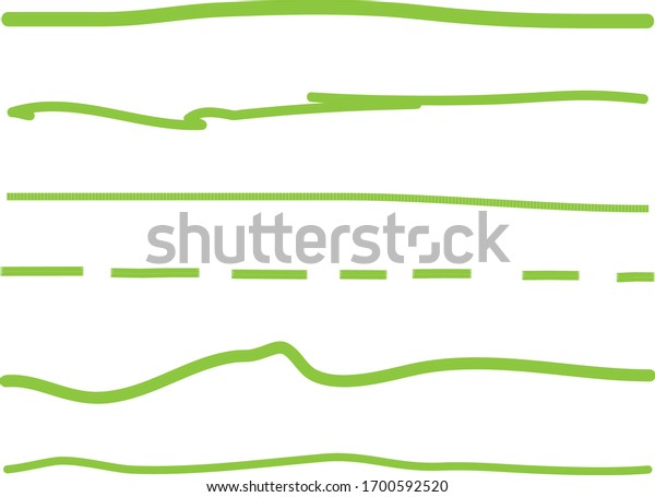 Green\
lines hand drawn vector set isolated on white background.\
Collection of doodle lines, hand drawn template. Green marker and\
grunge brush stroke lines, vector\
illustration