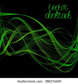 Green Lines and Pistachio Waves. Vector Illustration