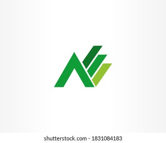 Green lines with triangle logo icon template