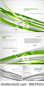 Líneas verdes. Plantilla de folleto comercial de vectores