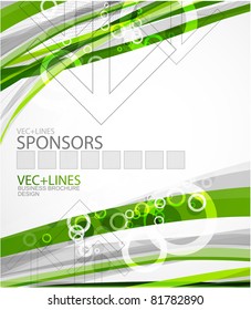 Green lines. Vector business brochure template