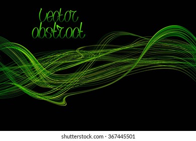 Green Lines and Yellow Waves for Your Design. Vector Illustration