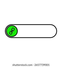 Green link button icon element, connection symbol, isolated, originally scalable vector graphic