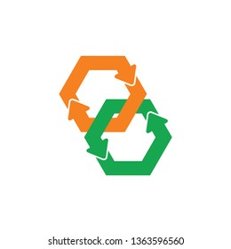 green linked chain recycle circle arrows symbol vector