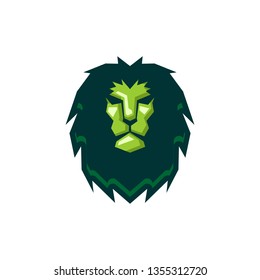 green lion head icon symbol logo design template