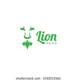 Green Lion Head Logo Design Vector