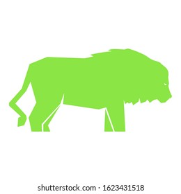 Green lion isolated on white background, vector illustration 