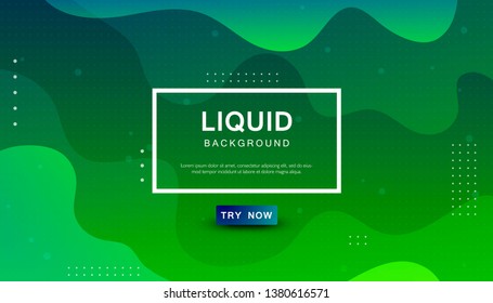Green liquid color background. Dynamic textured geometric element design with dots decoration. Modern gradient light vector illustration.