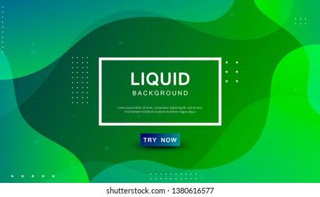 Green liquid color background. Dynamic textured geometric element design with dots decoration. Modern gradient light vector illustration.