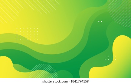 Green liquid color background. Dynamic shapes composition. Eps10 vector
