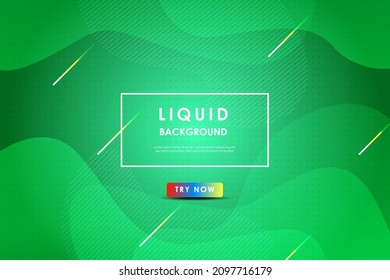 Green liquid color background. Dynamic textured geometric element design with dots decoration. Modern gradient light. eps10 vector