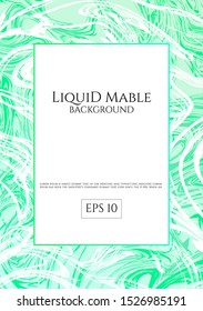 Green liquid mable background art luxury white swirl flow style with space for your your text. vector illustration