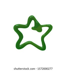 Green liquid nail polish. The shape of a star. Vector illustration.
