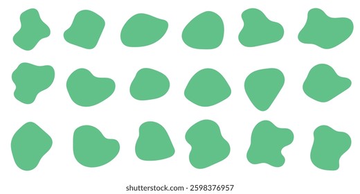 Green liquid organic blob shapes vector irregular random forms