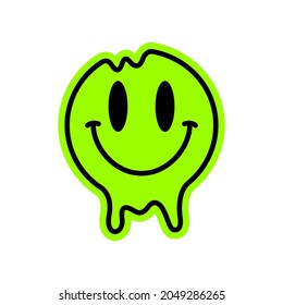 green liquid smile head character vector