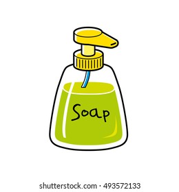 Green Liquid Soap Bottle Isolated.