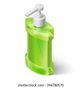 Green Liquid Soap Dispenser in Isometric Style