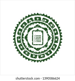 Green List Icon Inside Distress Rubber Grunge Stamp