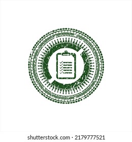 Green List Icon Inside Grunge Stamp. 