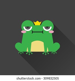 Green little frog. Vector illustration of a cute little frog.