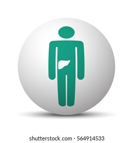 Green Liver icon on white sphere
