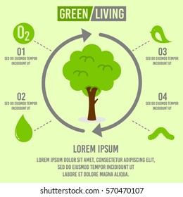 Green Living Concept Infographic Stock Vector (Royalty Free) 570470074