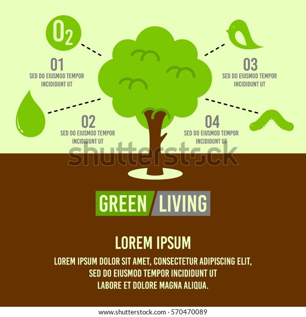 Green Living Concept Infographic Stock Vector (Royalty Free) 570470089