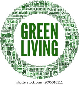 Green Living conceptual vector illustration word cloud isolated on white background.