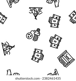 green living eco vector seamless pattern thin line illustration