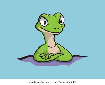 green lizard cartoon vector illustration