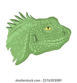 Green lizard head. Digital painting. Vector illustration