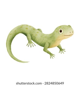 A green lizard with a long tail