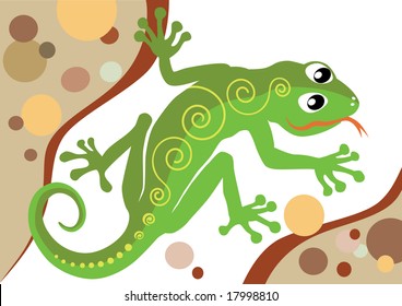 green lizard on the sand
