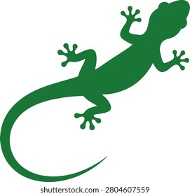 Green lizard silhouette climbing on a surface, showcasing its unique anatomy and agility