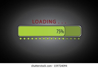 Green loader with percentage on metallic background. Isolated editable eps10 vector. 