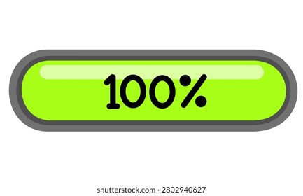 Green loading bar indicating one hundred percent full battery capacity status