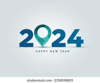 Green location 2024. New Year 2024 green tourism concept and save our planet and earth environment. World water day 2024. Earth day 2024 3d concept.