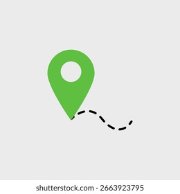 Ícone de local verde com linha pontilhada