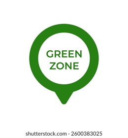 A green location icon with the text green zone in the center, indicating designated areas.