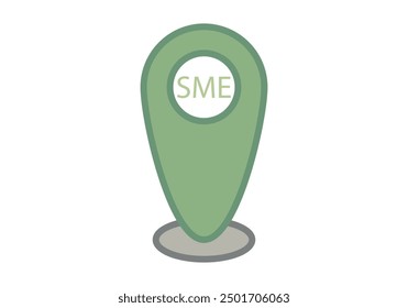 Green location marker or location of an SME or small and medium-sized enterprise