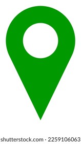 Green Location Pointer Pin or You Are Here Marker Hotspot Symbol Sign Icon. Vector Image.