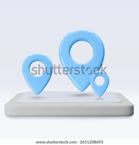Green location pointers on pad, map, placemark, markers of map, navigation pin sign. 3d GPS icon. Sign for searching on map direction. Vector render illustration isolated on white background