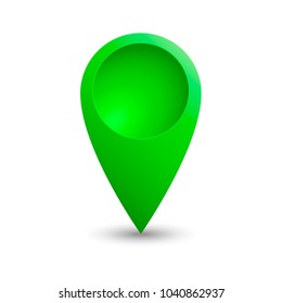 Green location sign icon with soft shadow. Vector